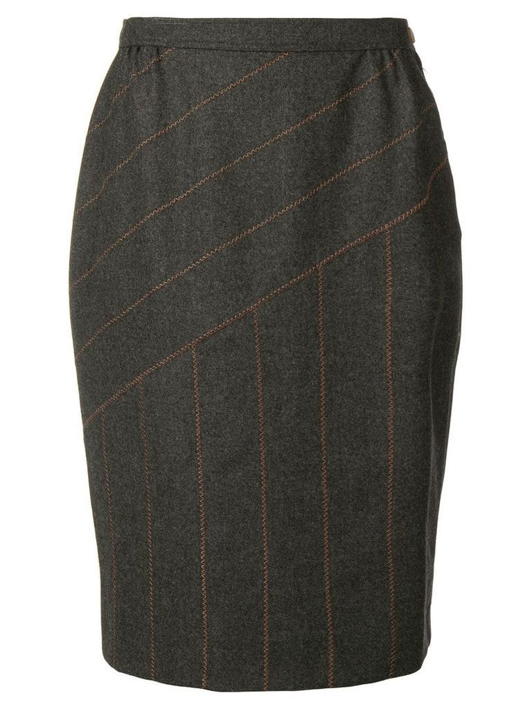 Fendi Pre-Owned panelled stitch pencil skirt - Grey