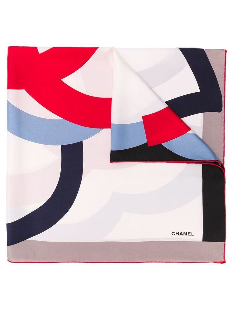 Chanel Pre-Owned CC flower print scarf - White