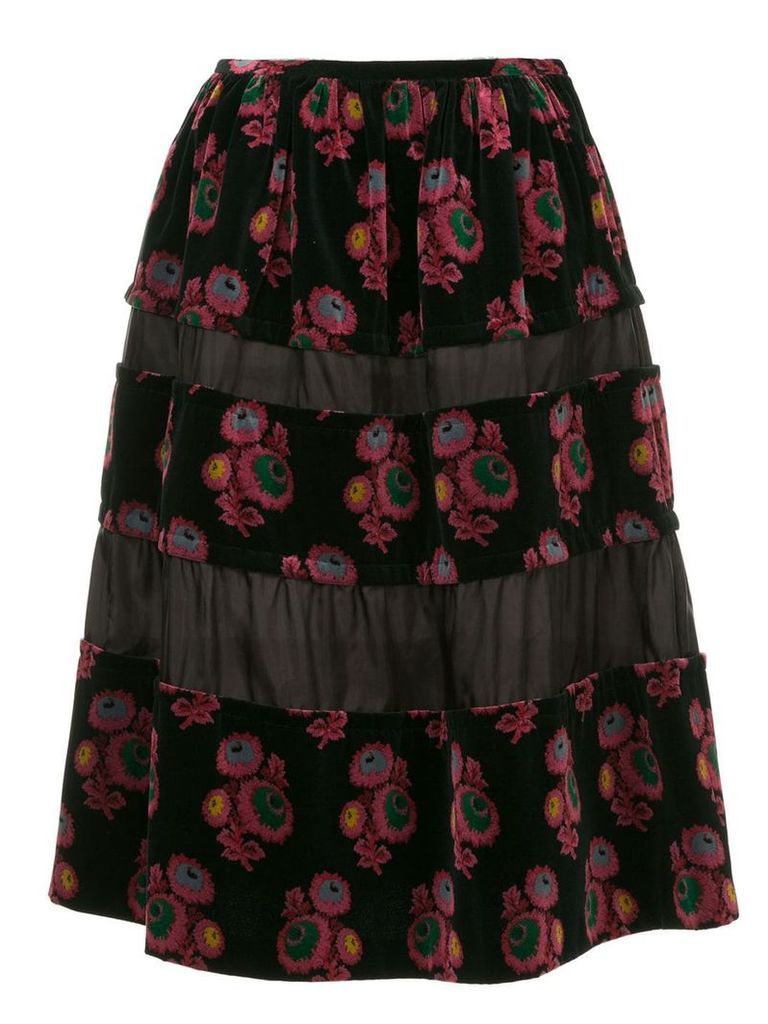 Comme Des Garçons Pre-Owned floral velvet skirt - Black
