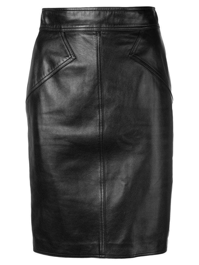 Alaïa Pre-Owned 1980 leather pencil skirt - Black