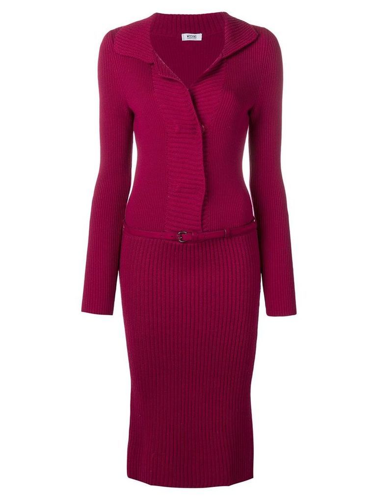 Moschino Pre-Owned 1990's belted knitted dress - PINK