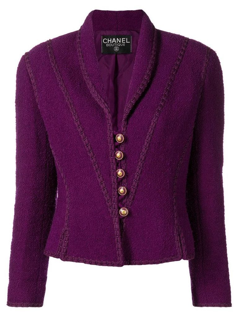 Chanel Pre-Owned tweed boucle jacket - PURPLE