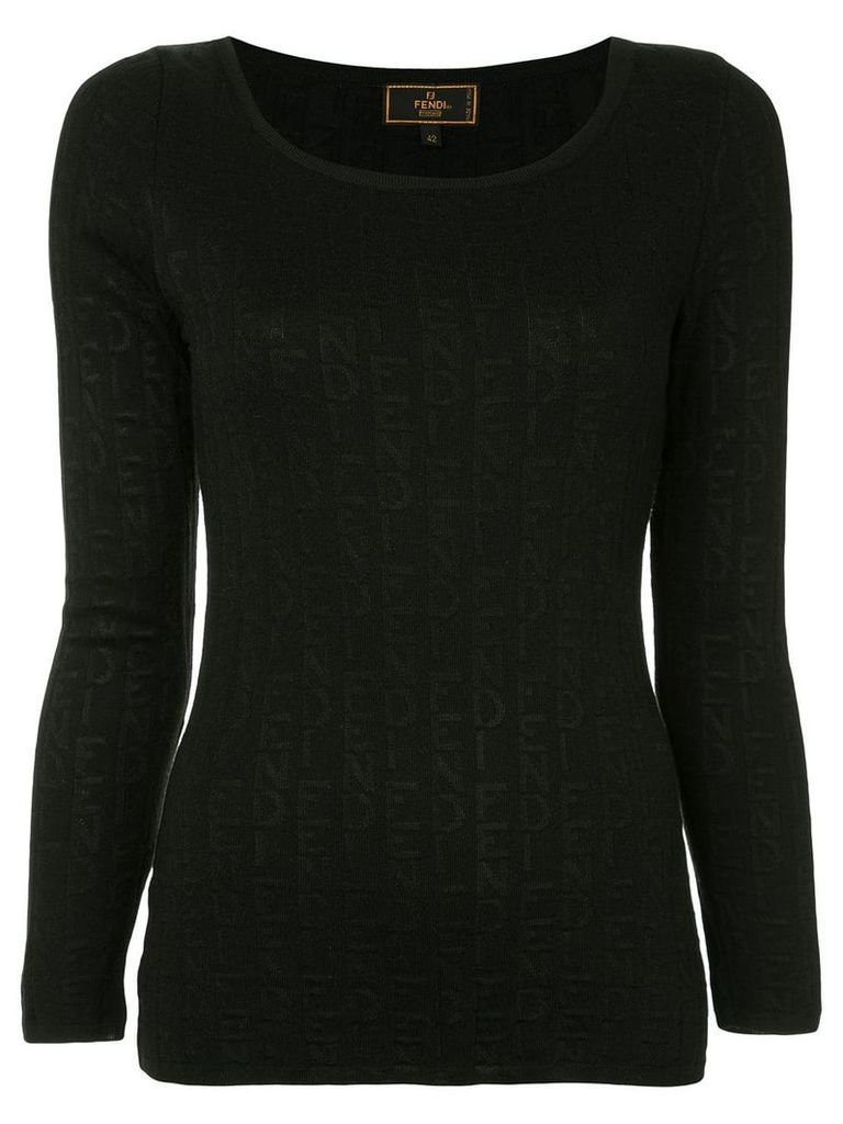 Fendi Pre-Owned logo-intarsia jumper - Black