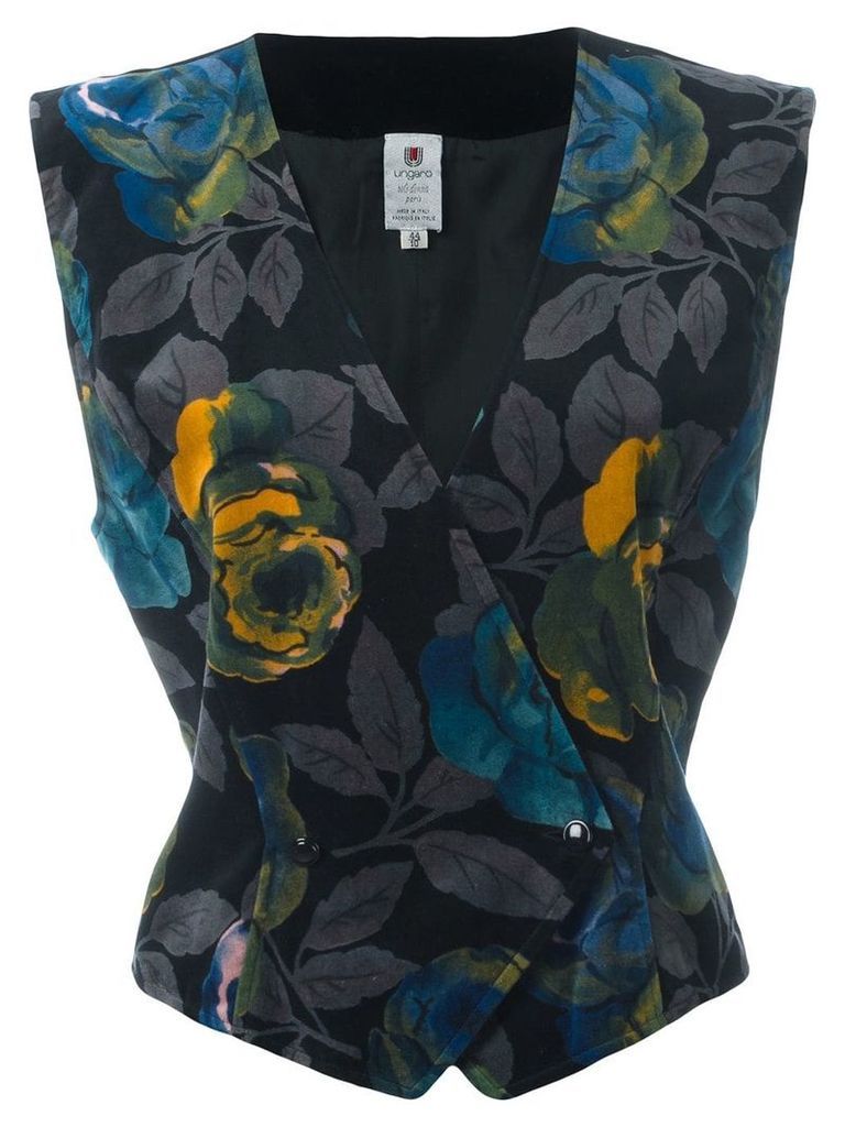 Emanuel Ungaro Pre-Owned floral print velvet waistcoat - Black
