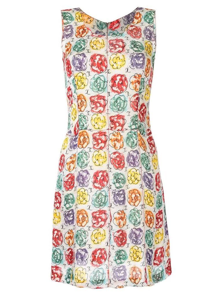 Chanel Pre-Owned Camellia print A-line dress - Multicolour