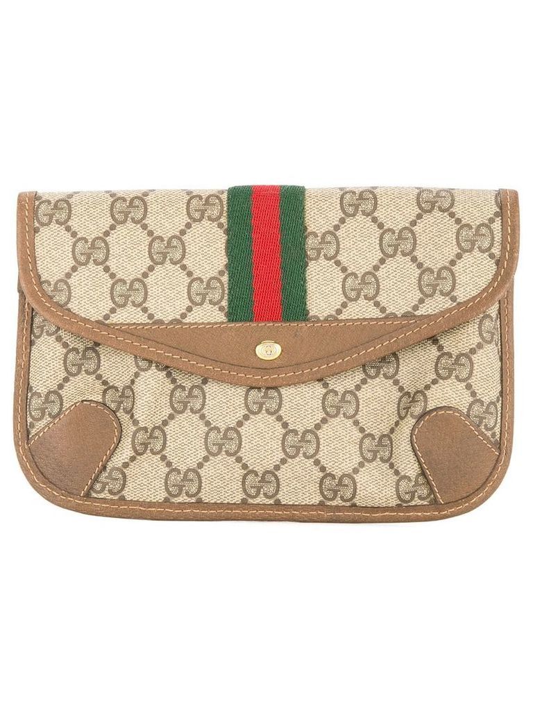 Gucci Pre-Owned GUCCI Shelly line line pouch - Brown