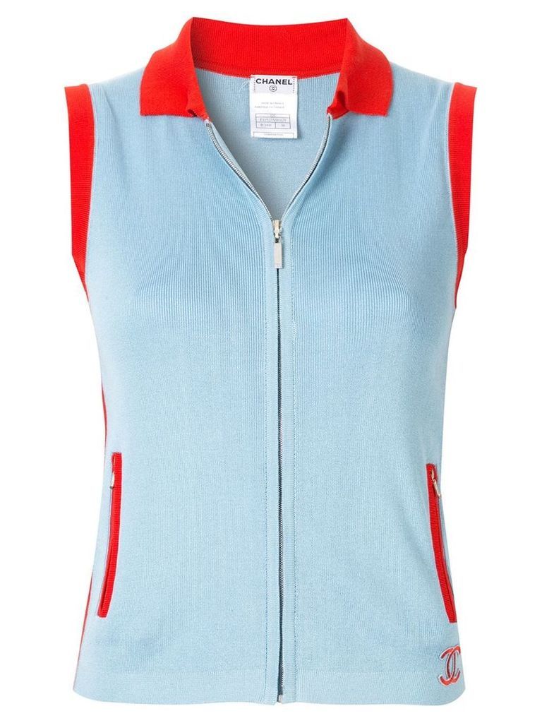 Chanel Pre-Owned CHANEL sleeveless top - Blue