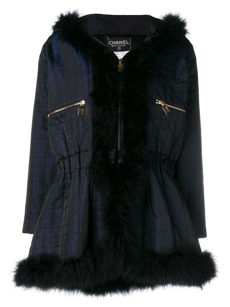 Chanel Pre-Owned 1990's hooded coat - Blue