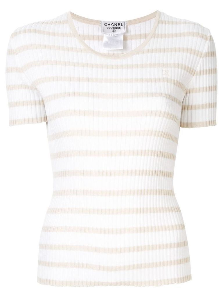 Chanel Pre-Owned 1998 knitted striped top - White