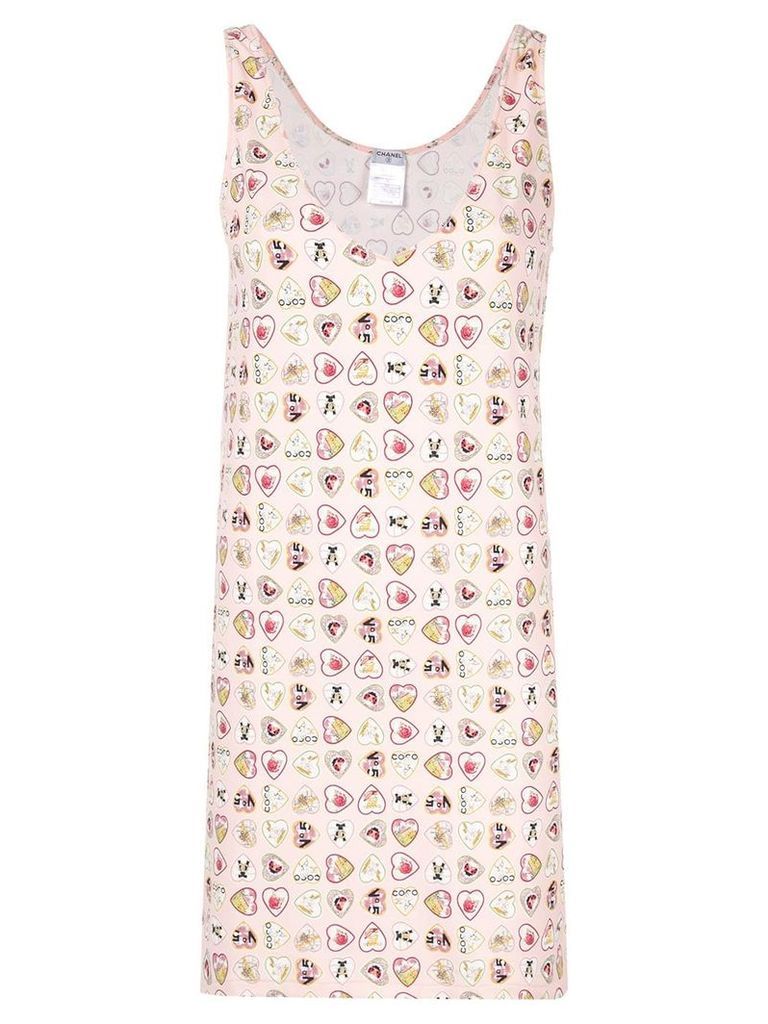 Chanel Pre-Owned heart print dress - White