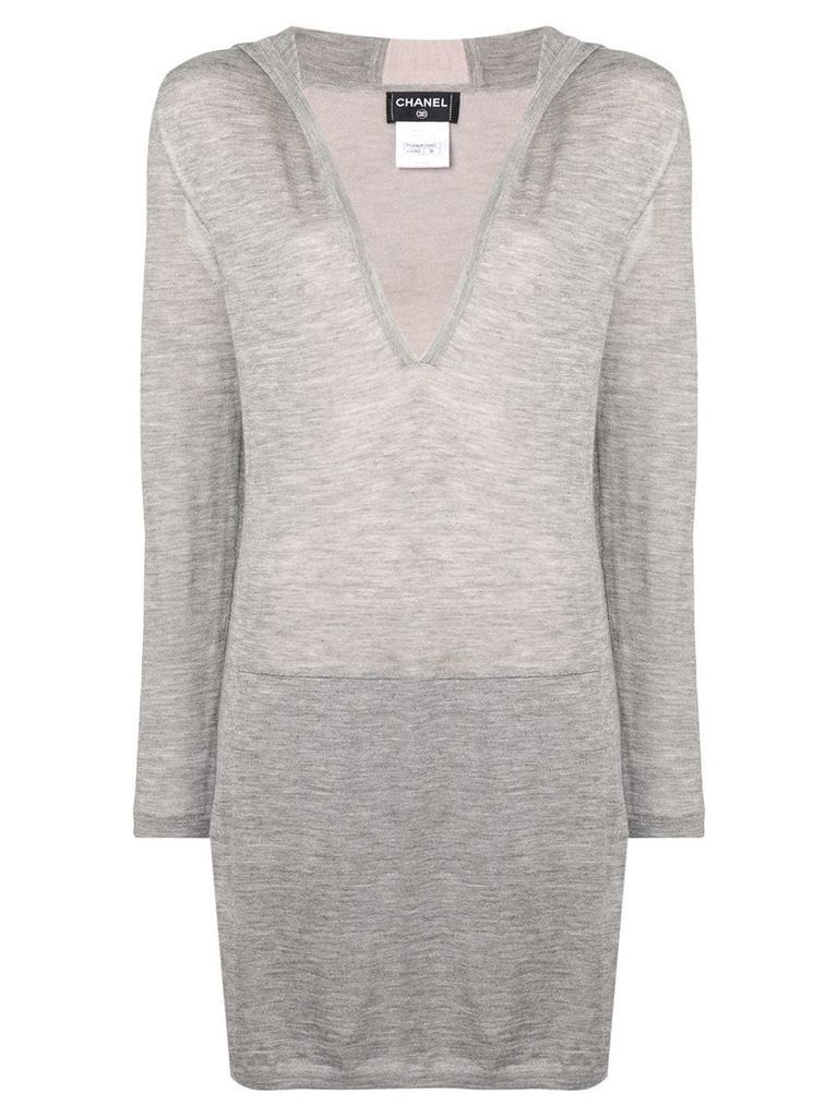 Chanel Pre-Owned hooded long sweater - Grey