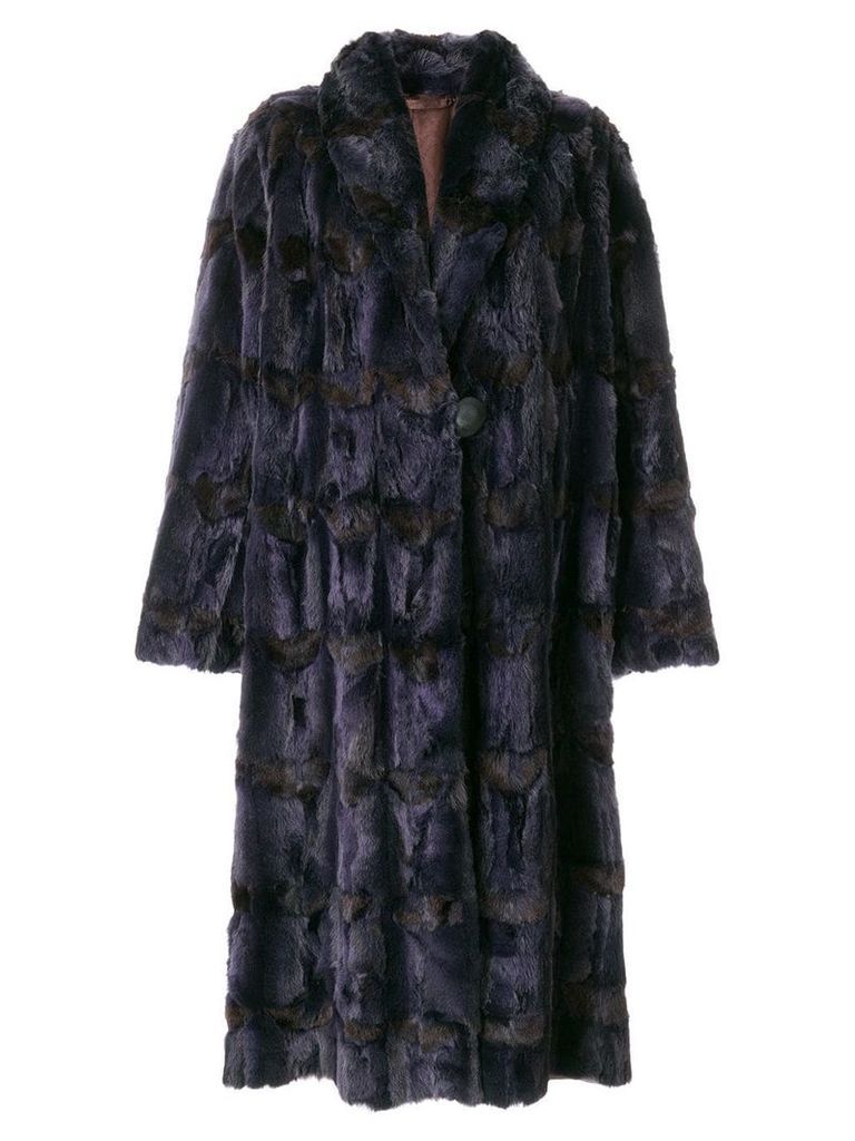 Fendi Pre-Owned long fur coat - PURPLE