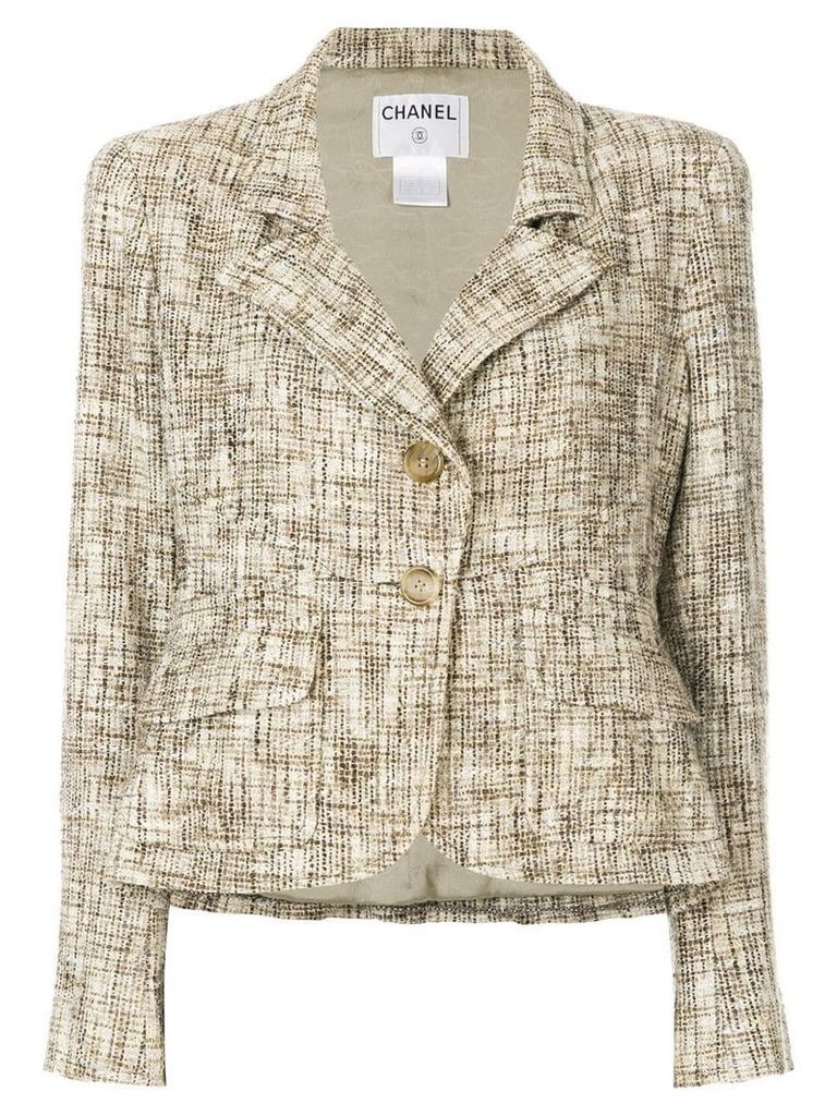 Chanel Pre-Owned tweed effect blazer - NEUTRALS