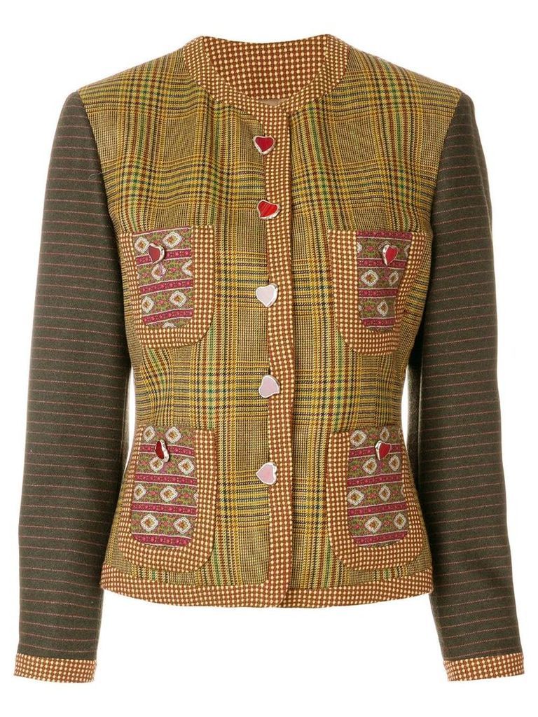 Moschino Pre-Owned plaid collarless jacket - Multicolour