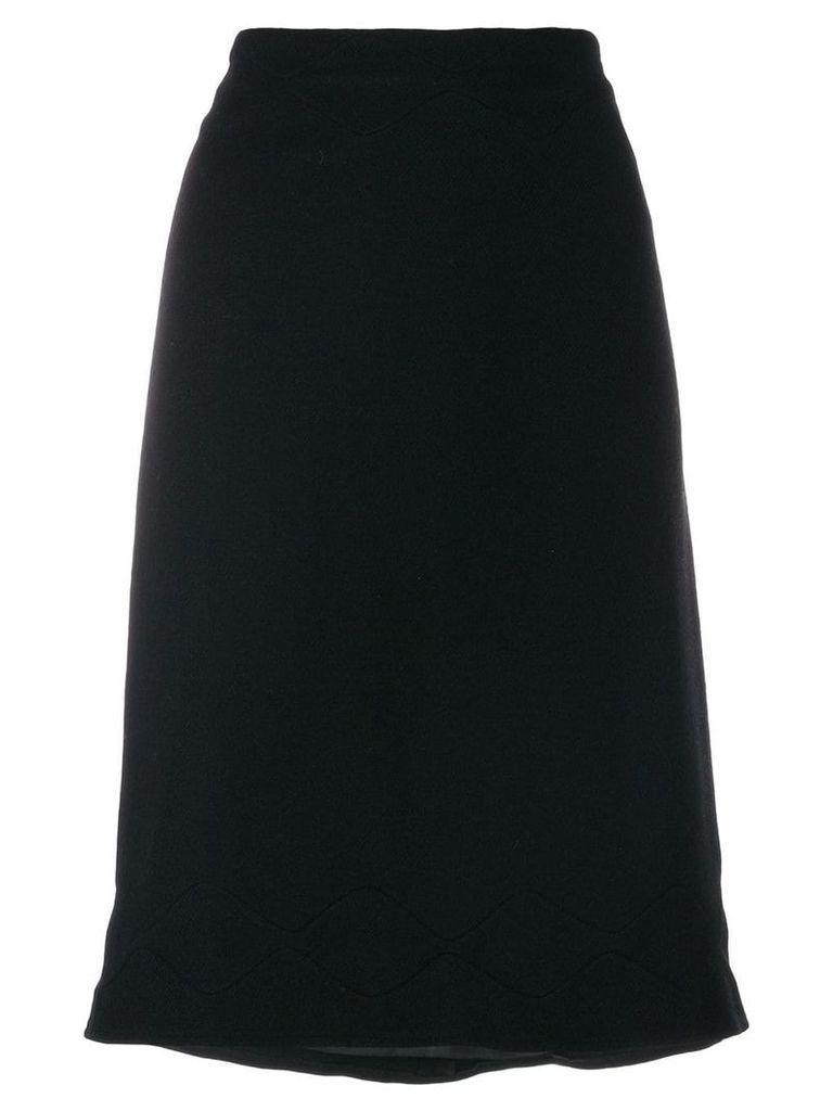 Jil Sander Pre-Owned scallop stitch detail skirt - Black