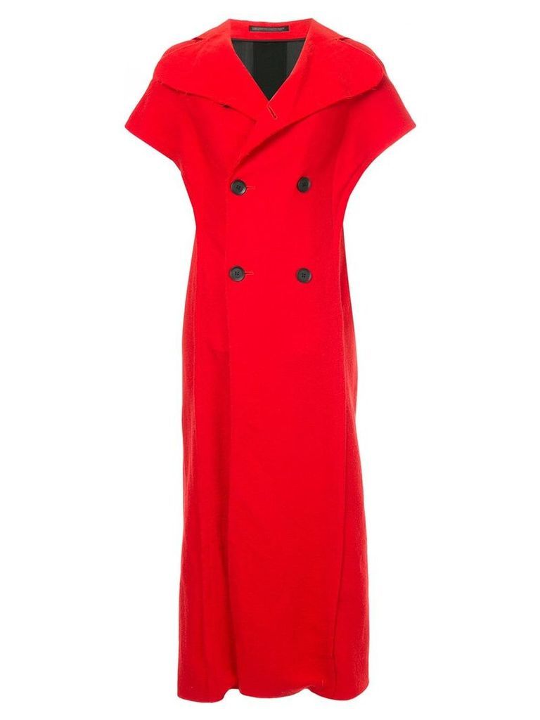 Yohji Yamamoto Pre-Owned contrast panel sleeveless coat - Red