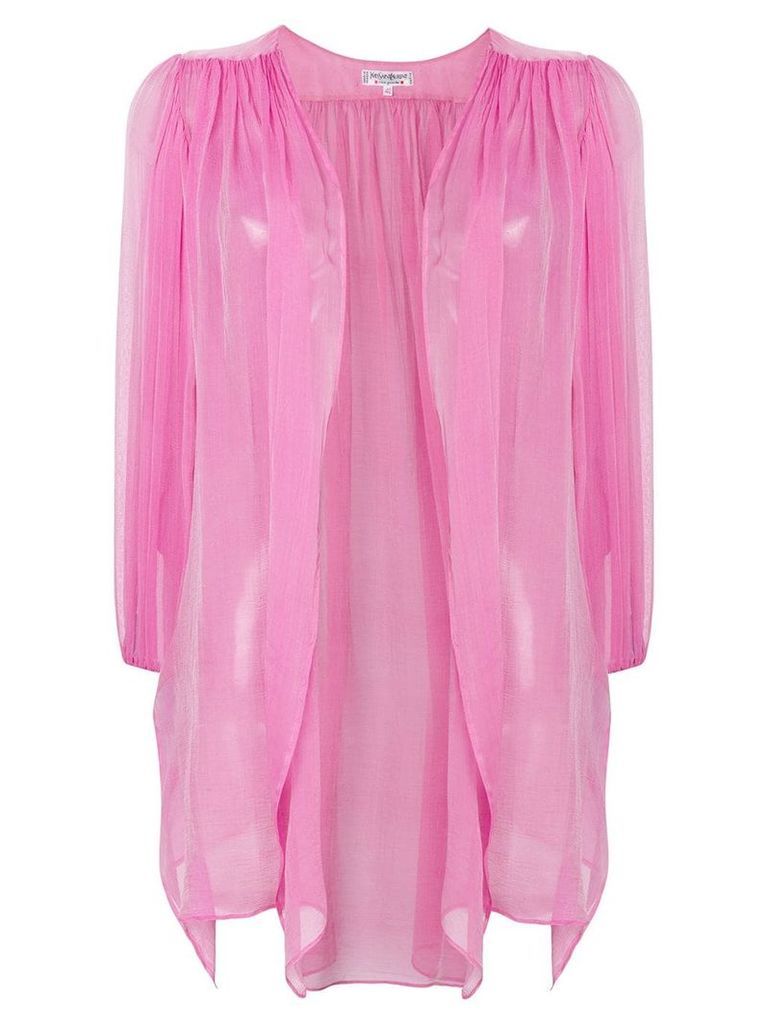 Yves Saint Laurent Pre-Owned gathered sheer open blouse - PINK