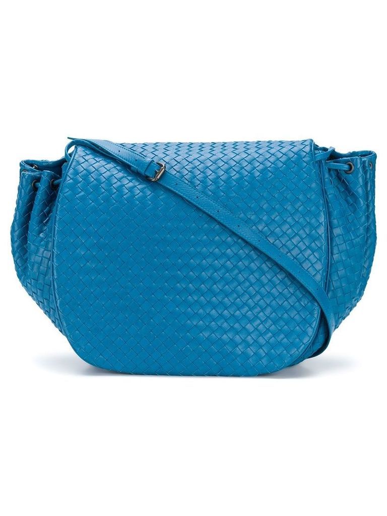 Bottega Veneta Pre-Owned braided flap shoulder bag - Blue