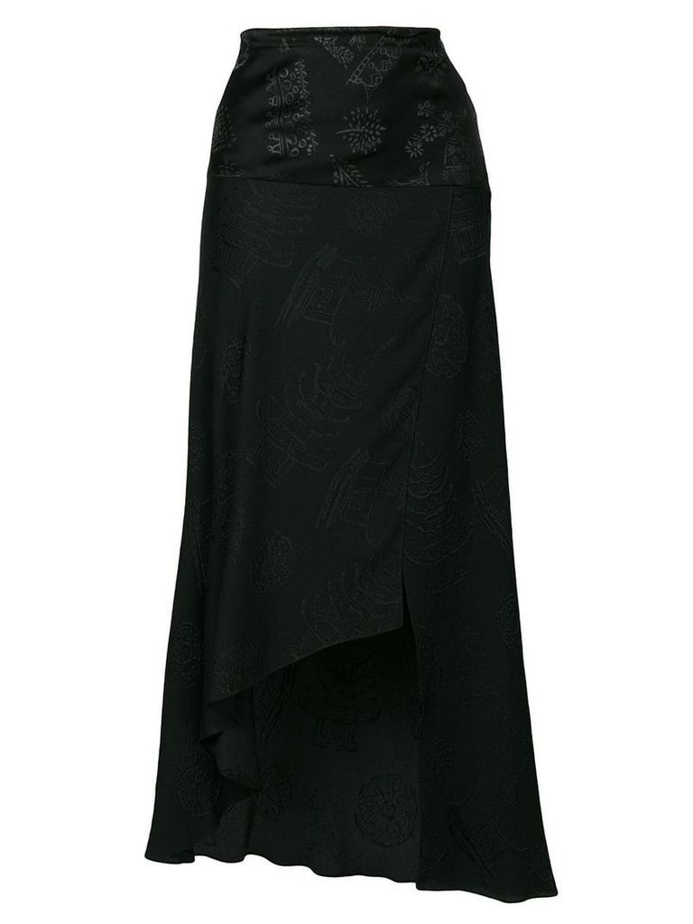 Romeo Gigli Pre-Owned embroidered asymmetric skirt - Black