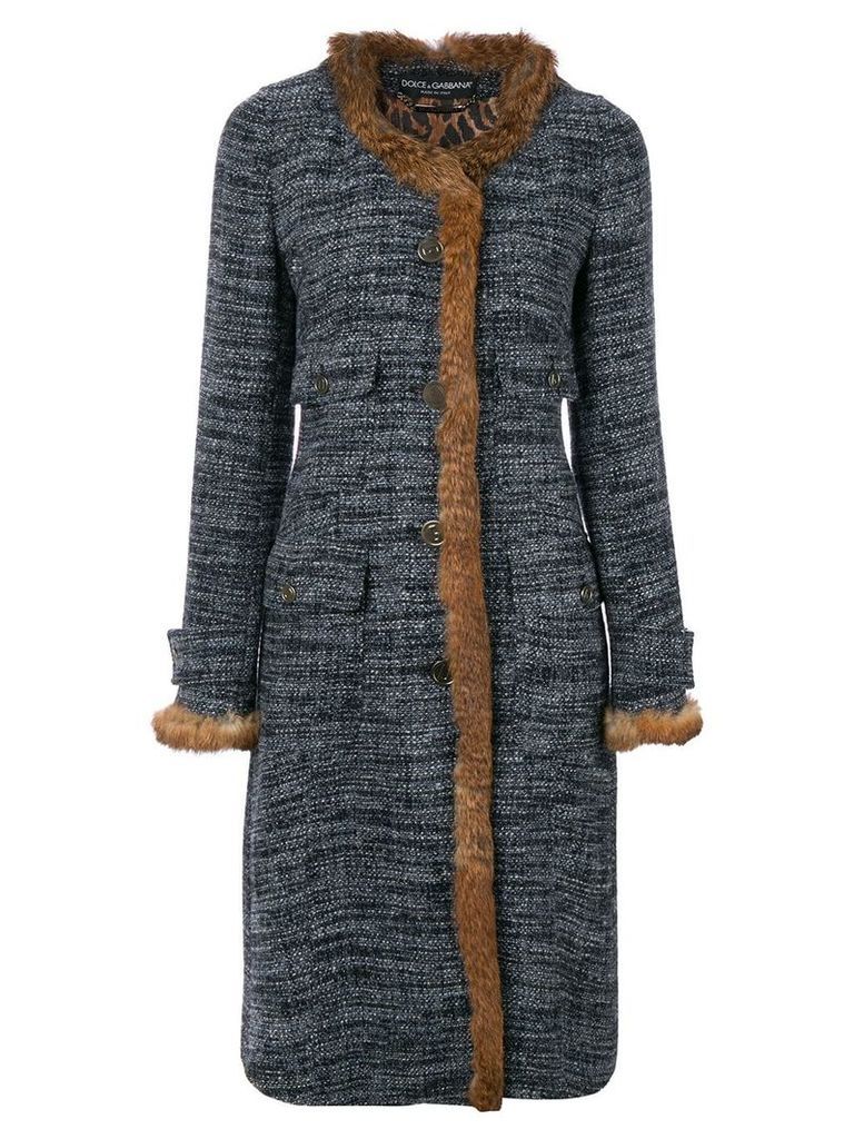 Dolce & Gabbana Pre-Owned fur trim bouclé coat - Multicolour