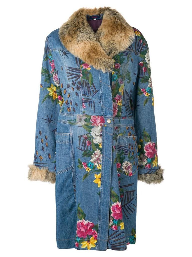 Kenzo Pre-Owned floral denim coat - Blue