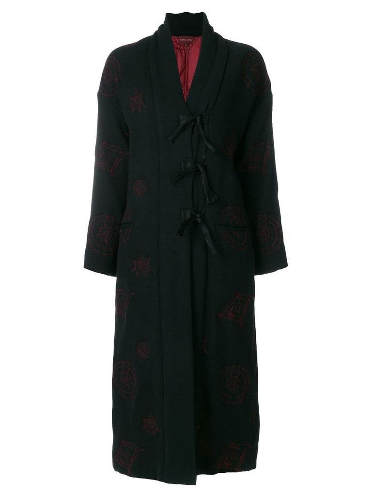 Romeo Gigli Pre-Owned contrasting embroidery coat - Black