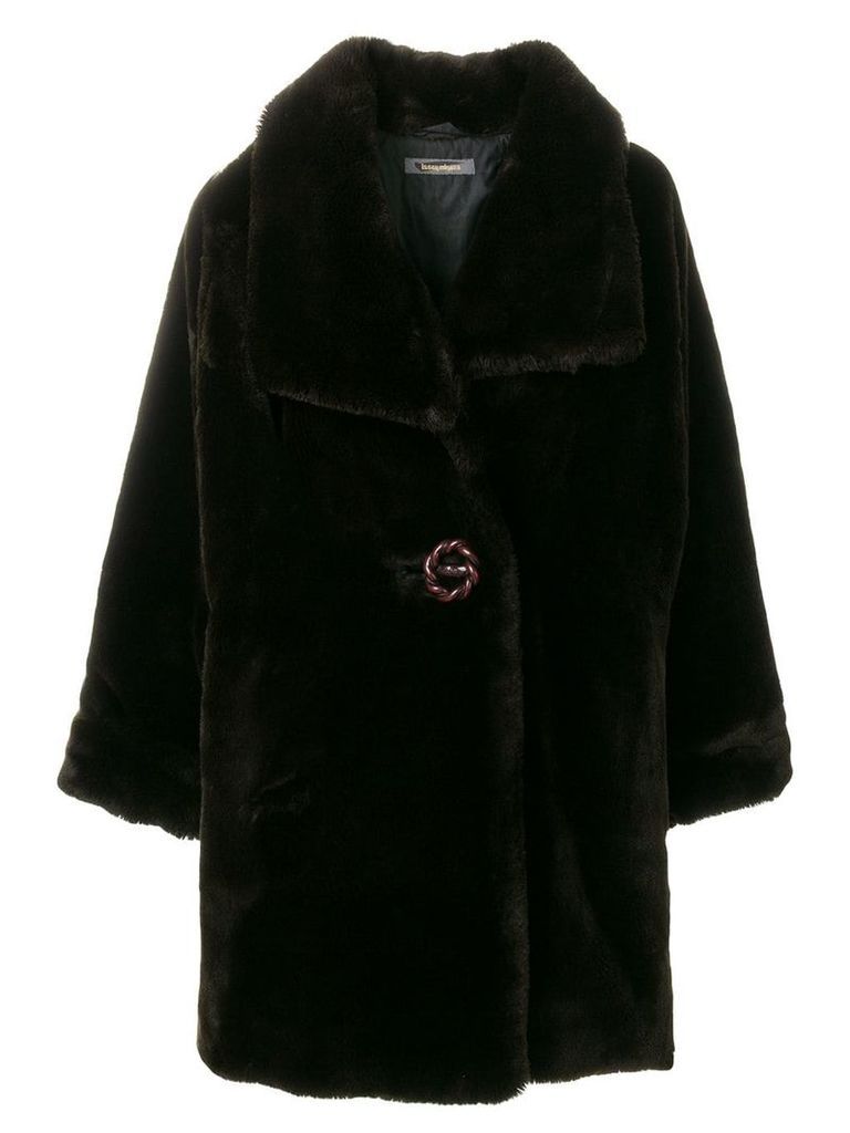 Issey Miyake Pre-Owned faux-fur oversize coat - Brown