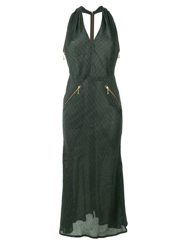 Jean Paul Gaultier Pre-Owned pinstriped halterneck dress - Green