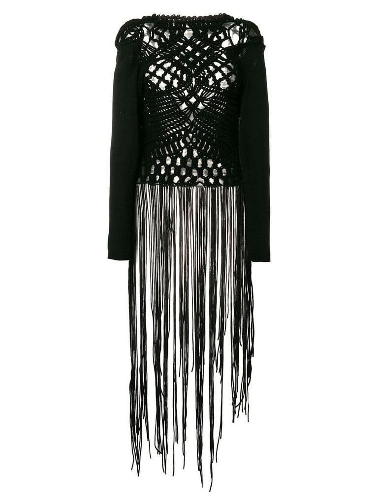 Comme Des Garçons Pre-Owned knitted fringed dress - Black
