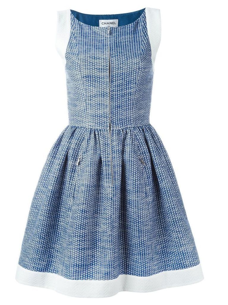 Chanel Pre-Owned pleated A-line dress - Blue