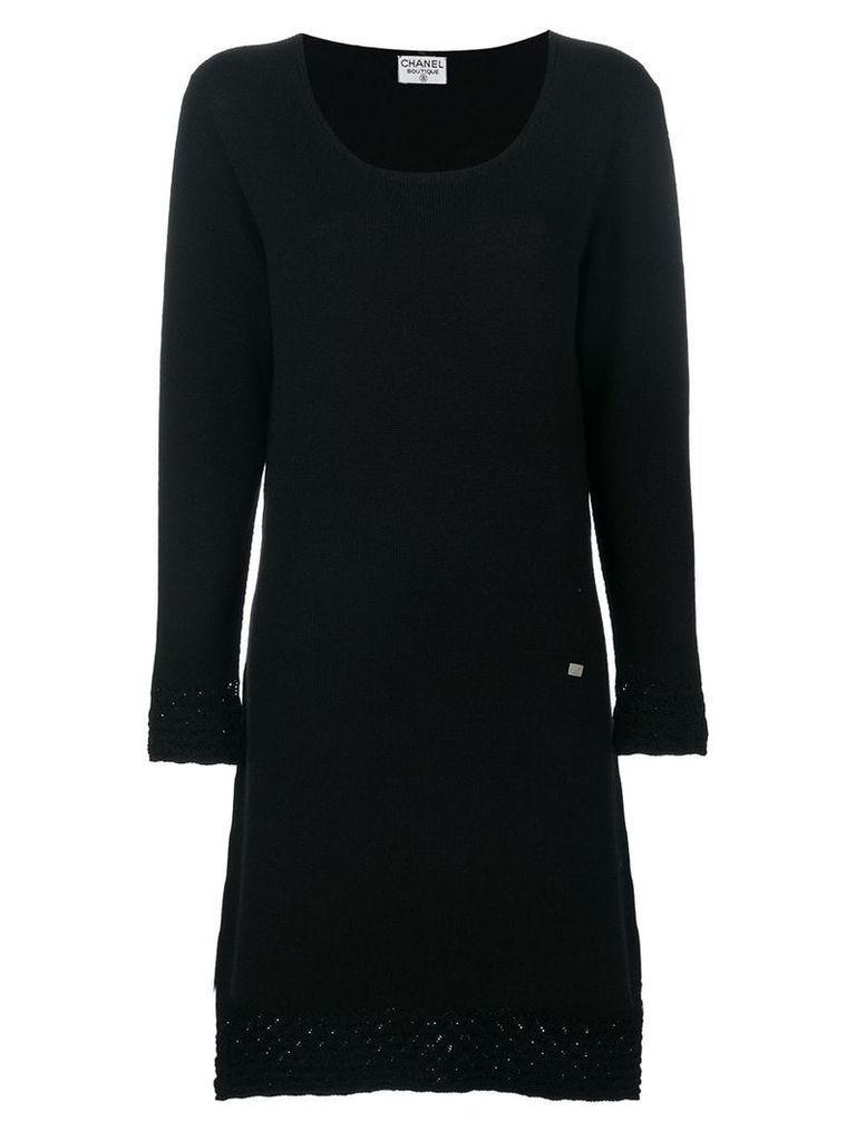Chanel Pre-Owned scoop neck knitted dress - Black