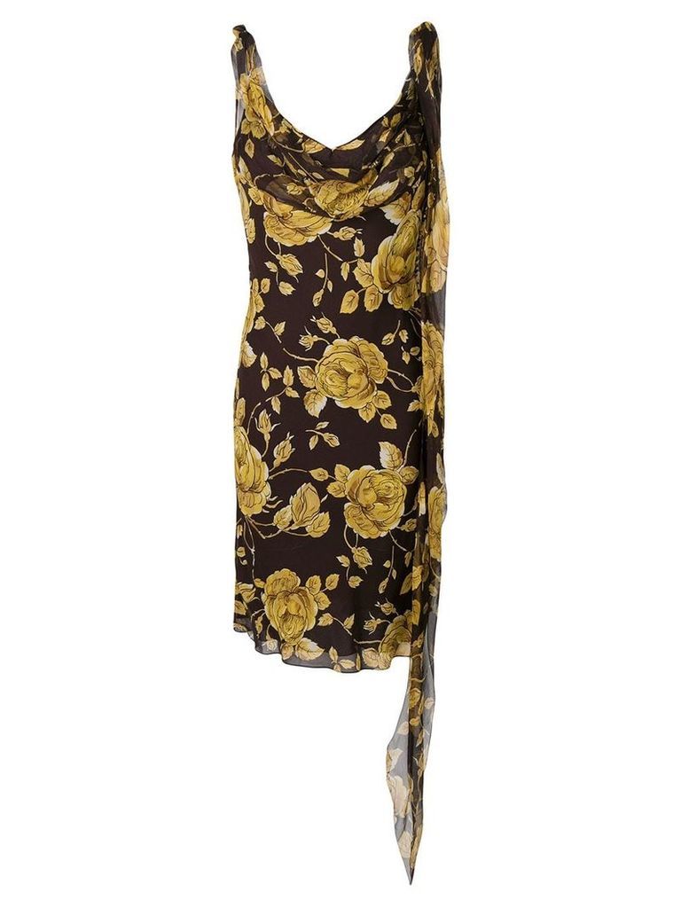 Christian Dior pre-owned floral cut dress - Brown