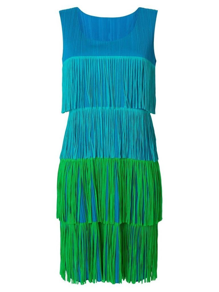 Issey Miyake Pre-Owned pleated fringe dress - Blue