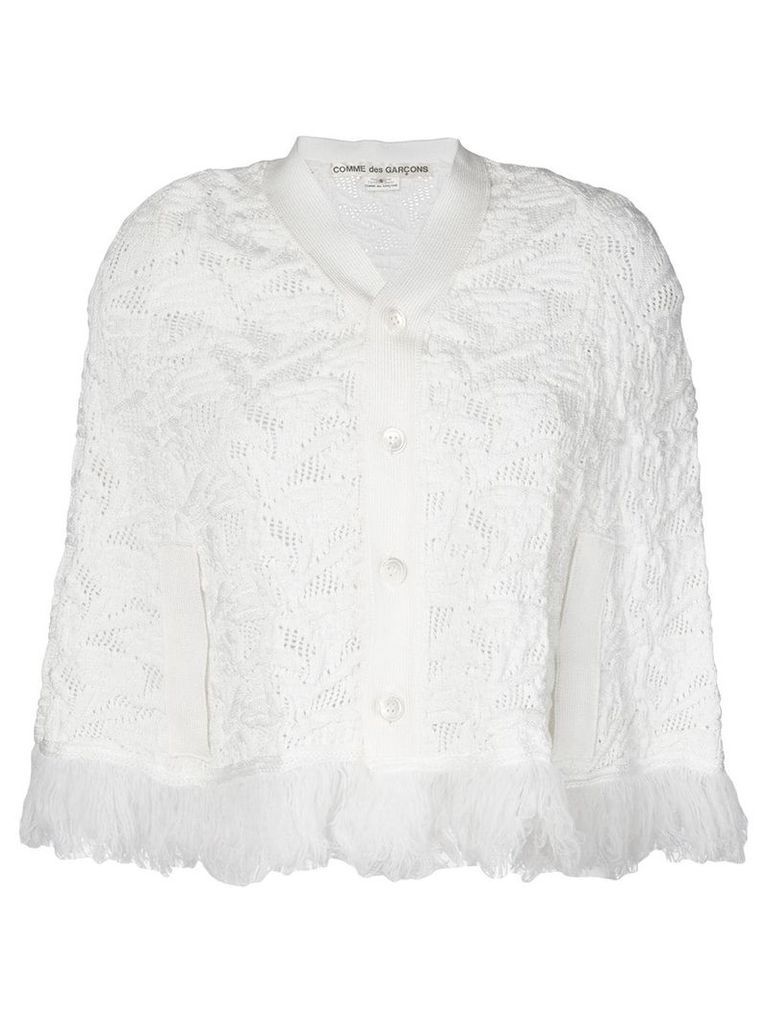 Comme Des Garçons Pre-Owned fringed knitted shrug - White