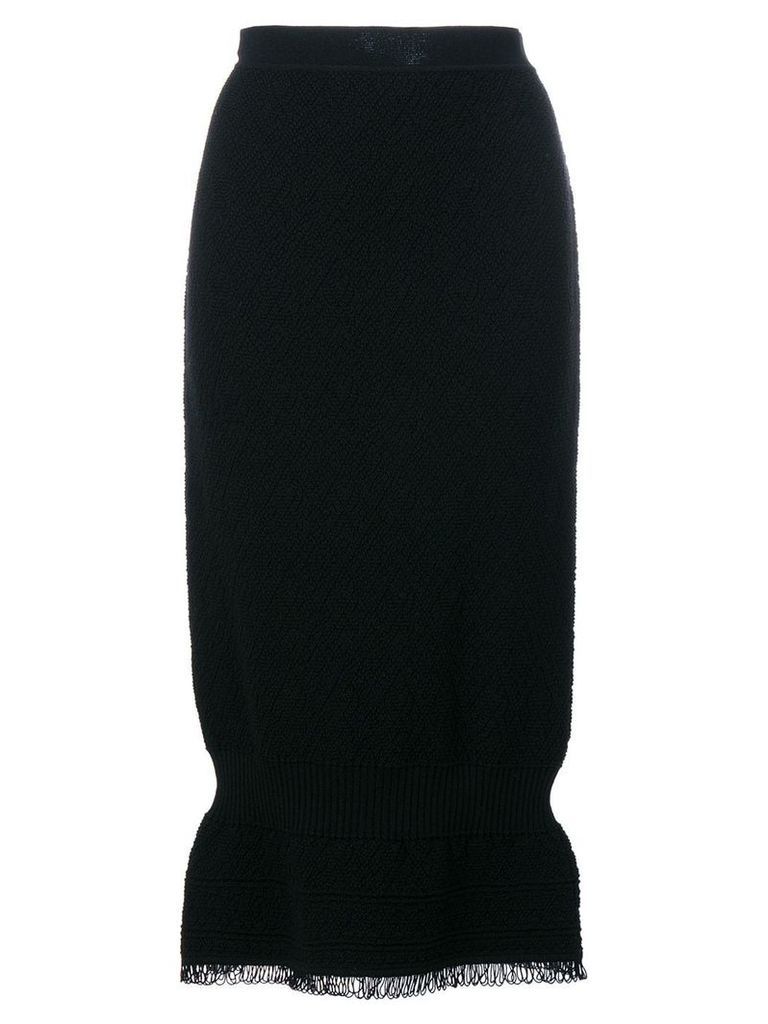 Christian Dior pre-owned fringed knitted skirt - Black