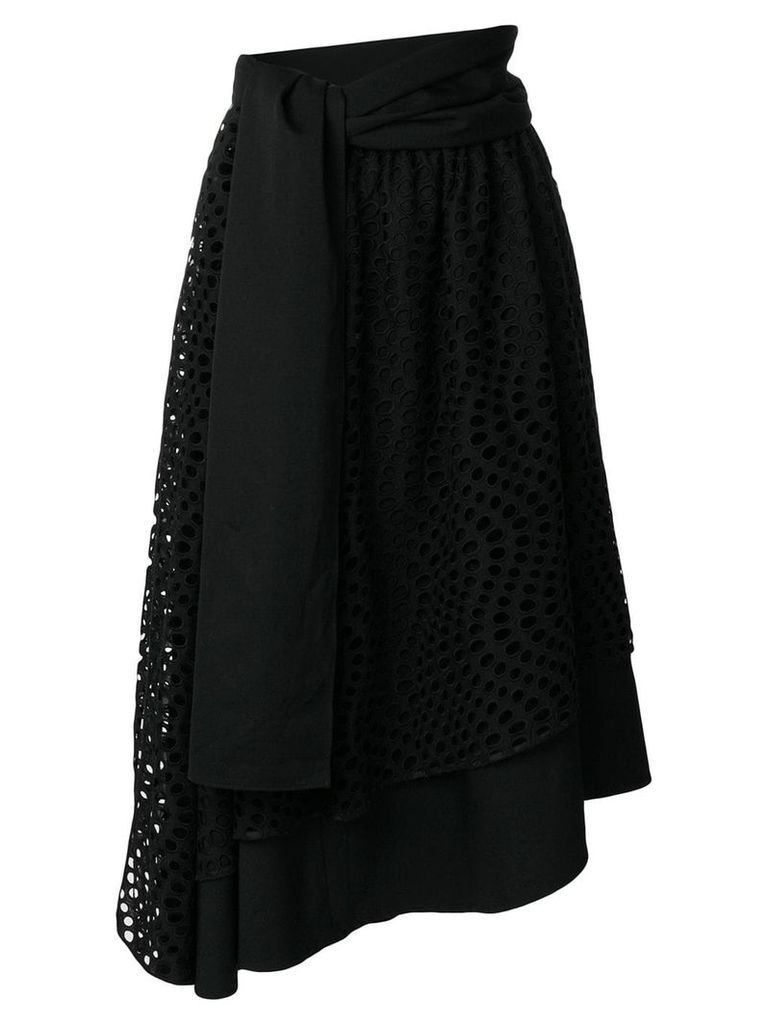 Yohji Yamamoto Pre-Owned eyelet lace embroidered circle skirt - Black