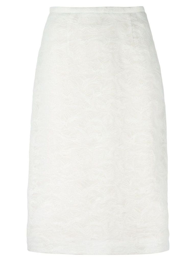 Jean Louis Scherrer Pre-Owned embroidered pencil skirt - White