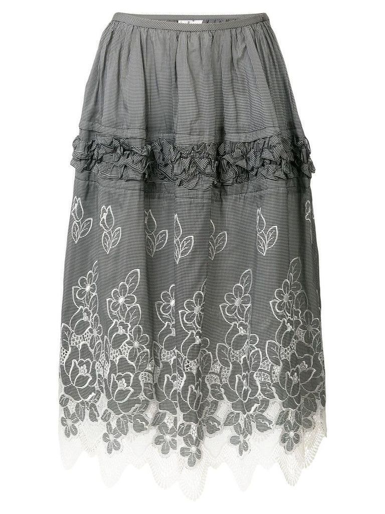 Comme Des Garçons Pre-Owned floral embroidery skirt - Black