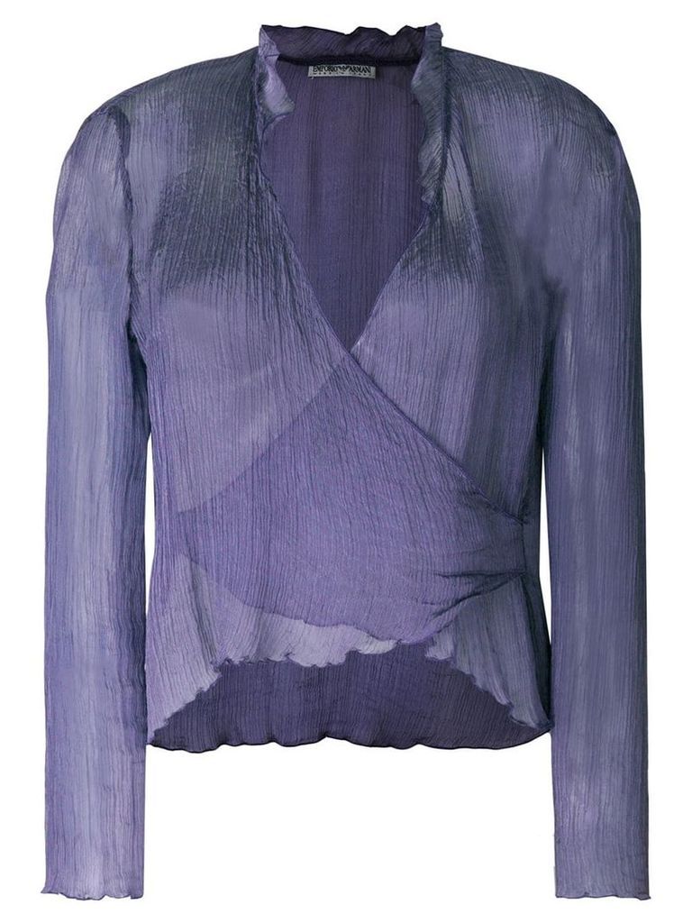 Giorgio Armani Pre-Owned wrapped front sheer blouse - PURPLE