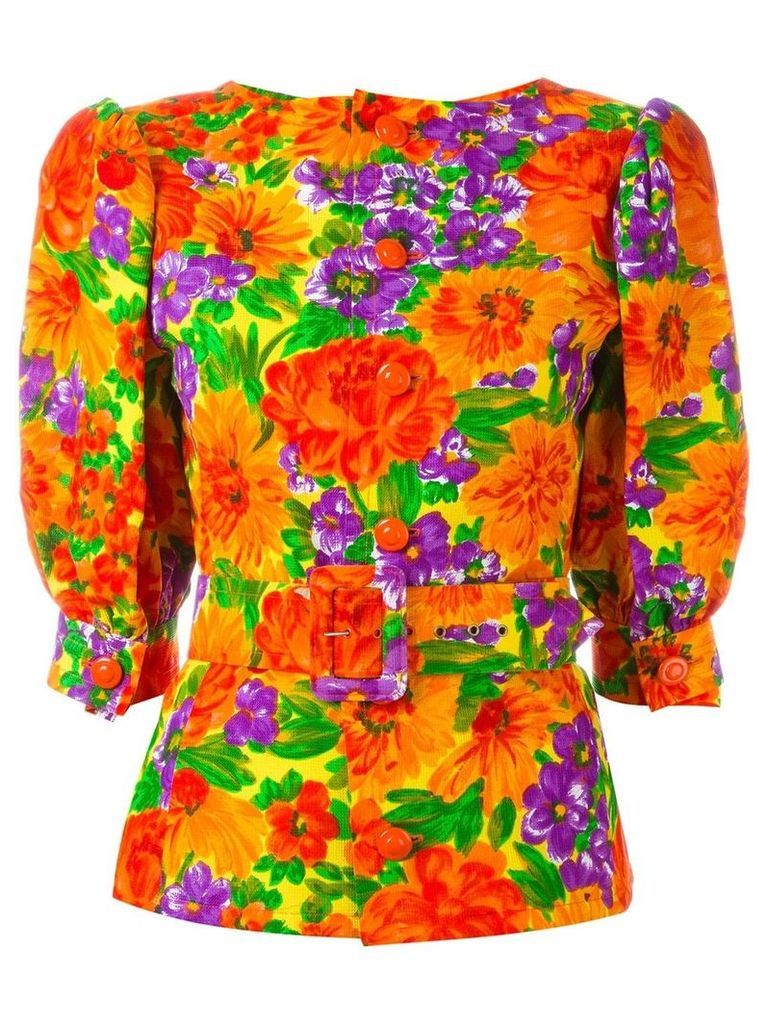 Givenchy Pre-Owned 1980's floral print belted top - Multicolour