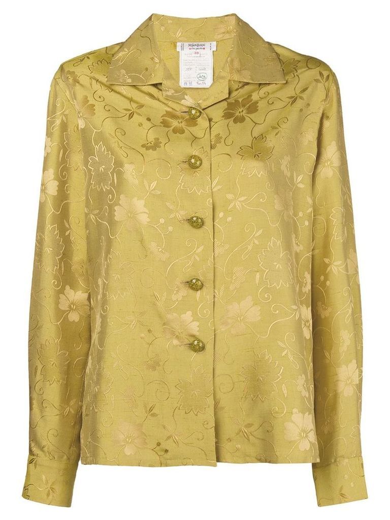 Yves Saint Laurent Pre-Owned 1980's floral jacquard open collar shirt