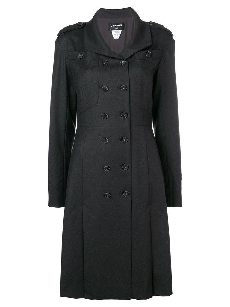 Chanel Pre-Owned 2009 box pleats flared coat - Black