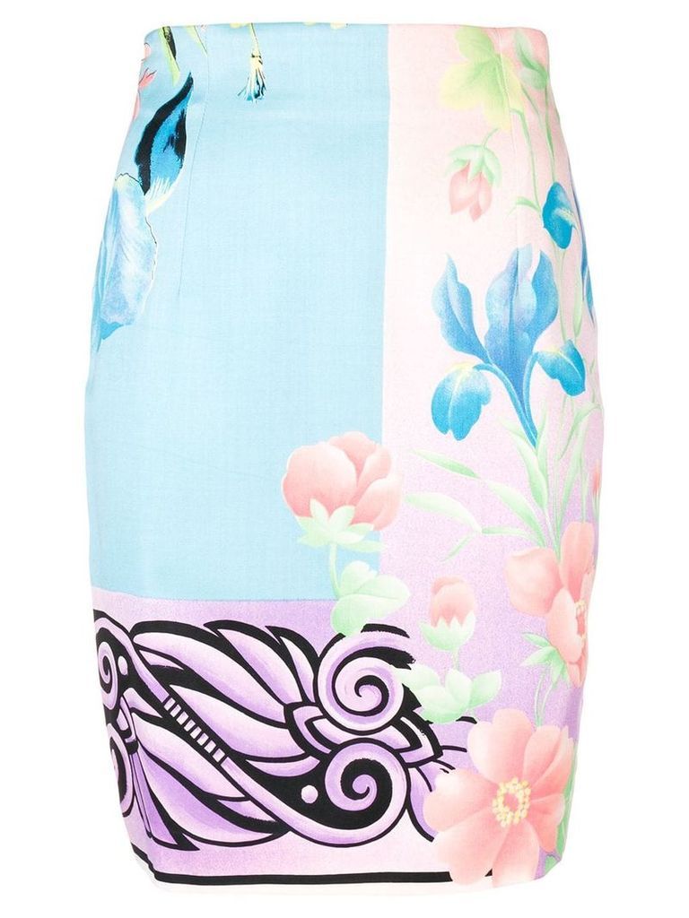 Versace Pre-Owned floral fitted skirt - Blue