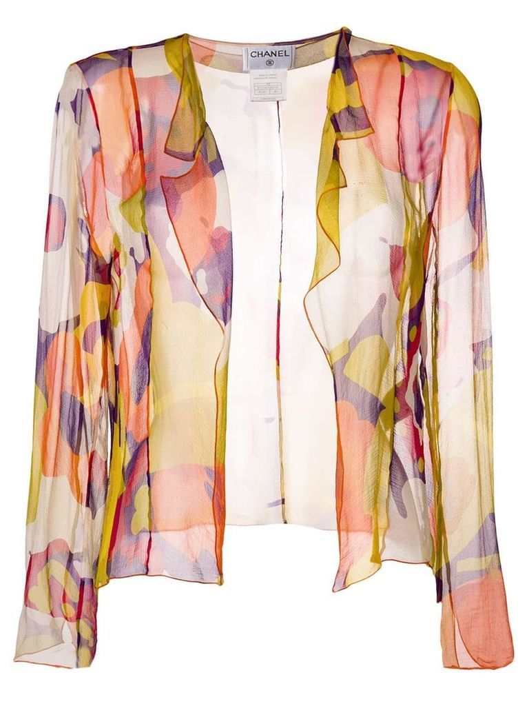Chanel Pre-Owned abstract print sheer blouse - Yellow