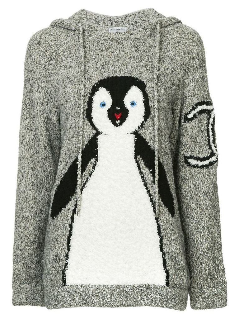 Chanel Pre-Owned 2007 CC penguin knitted hoodie - Grey