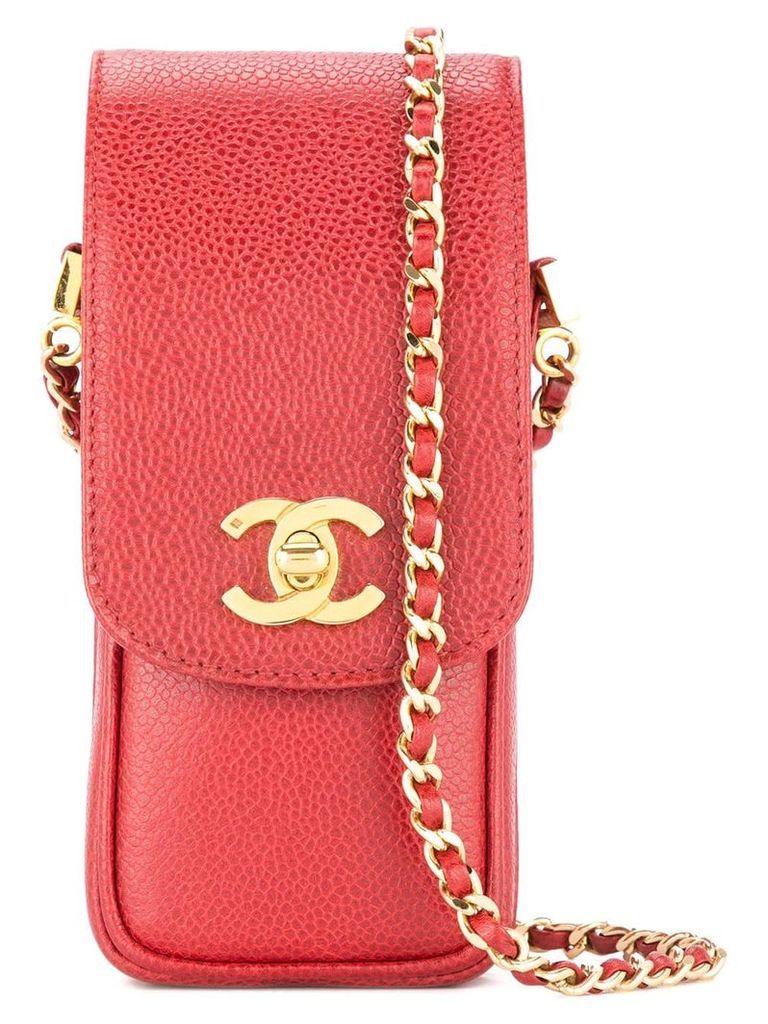 Chanel Pre-Owned 1996-1997 chain shoulder phone case - Red