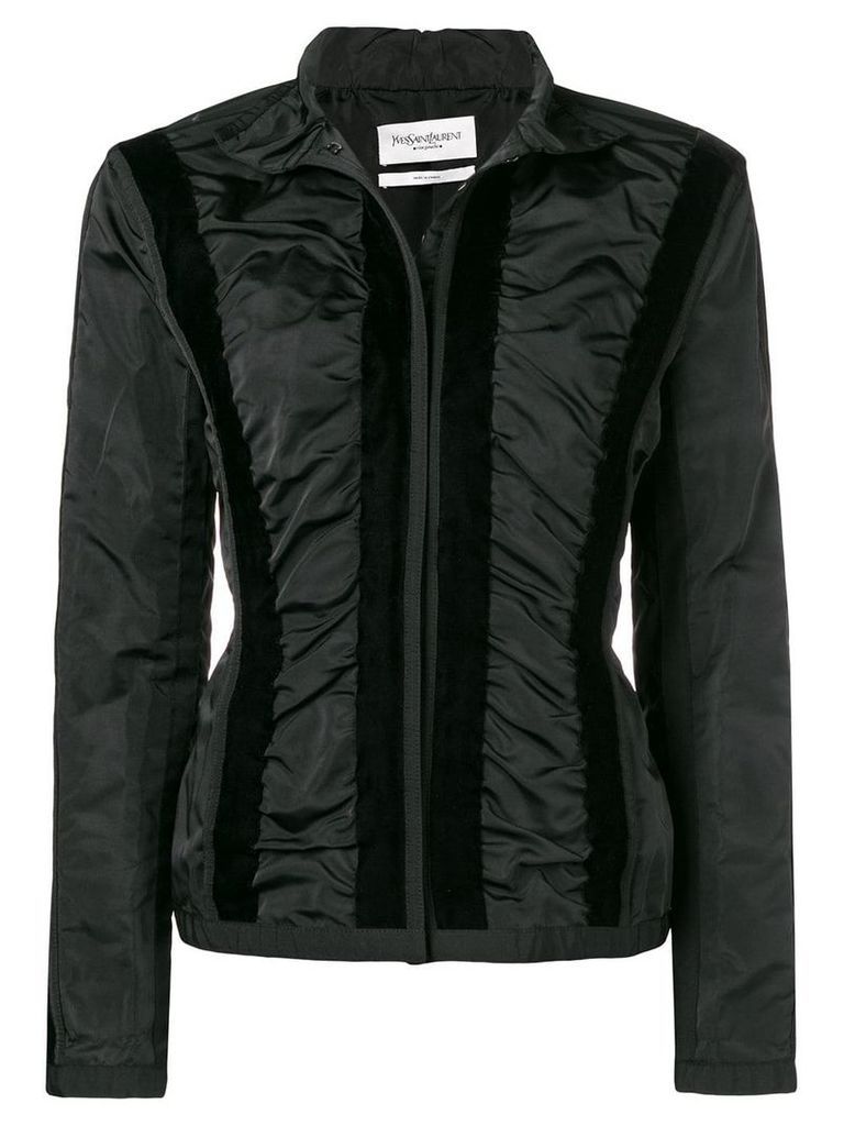 Yves Saint Laurent Pre-Owned velvety appliqués fitted jacket - Black