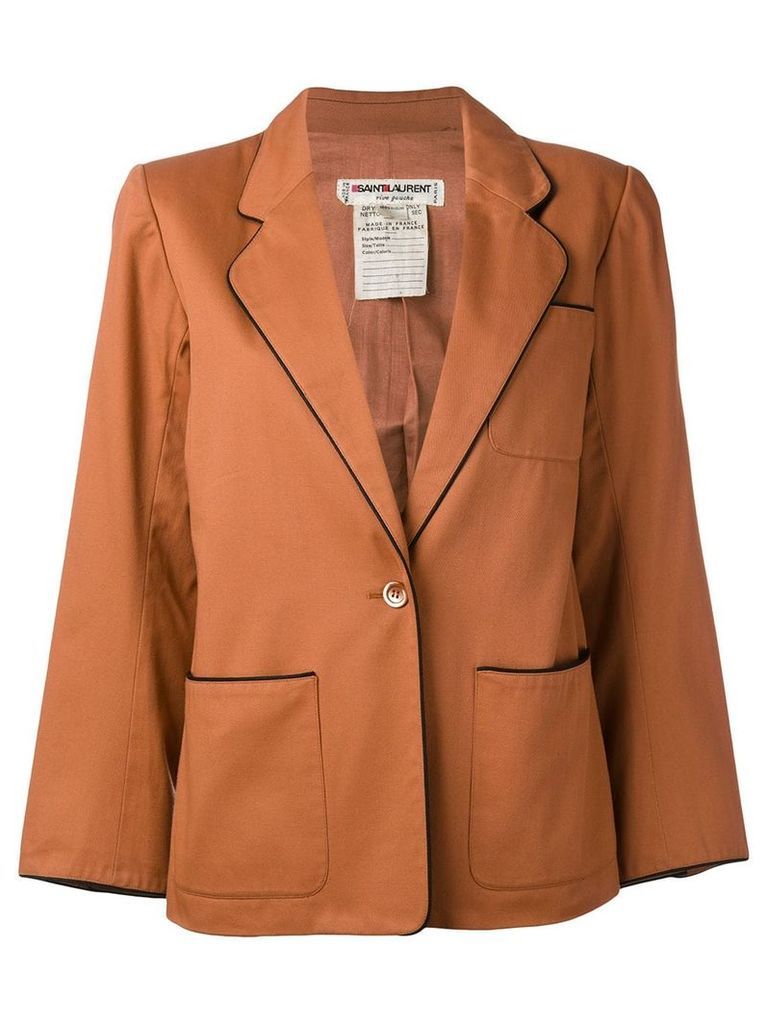 Yves Saint Laurent Pre-Owned contrast trim blazer jacket - Brown