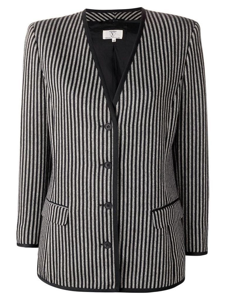 Valentino Pre-Owned 1980's striped slim jacket - Black