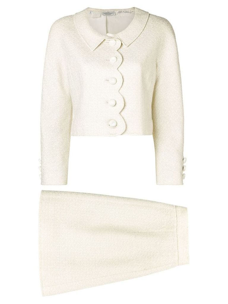 Valentino Pre-Owned scalloped detailing skirt suit - White